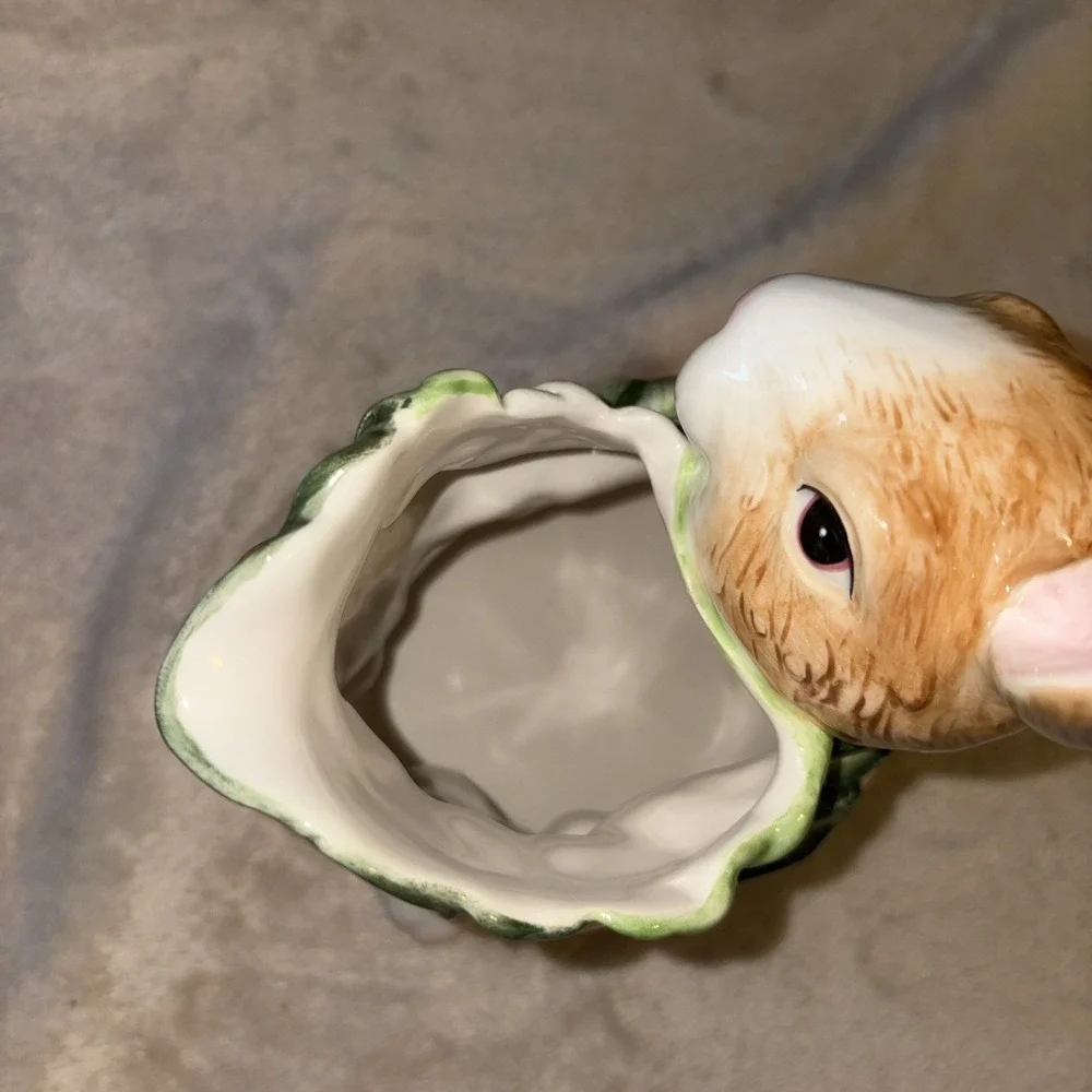 Vtg Corner Ruby Bunny Pitcher Vegetables lettuce Rabbit Country Chef Ceramic